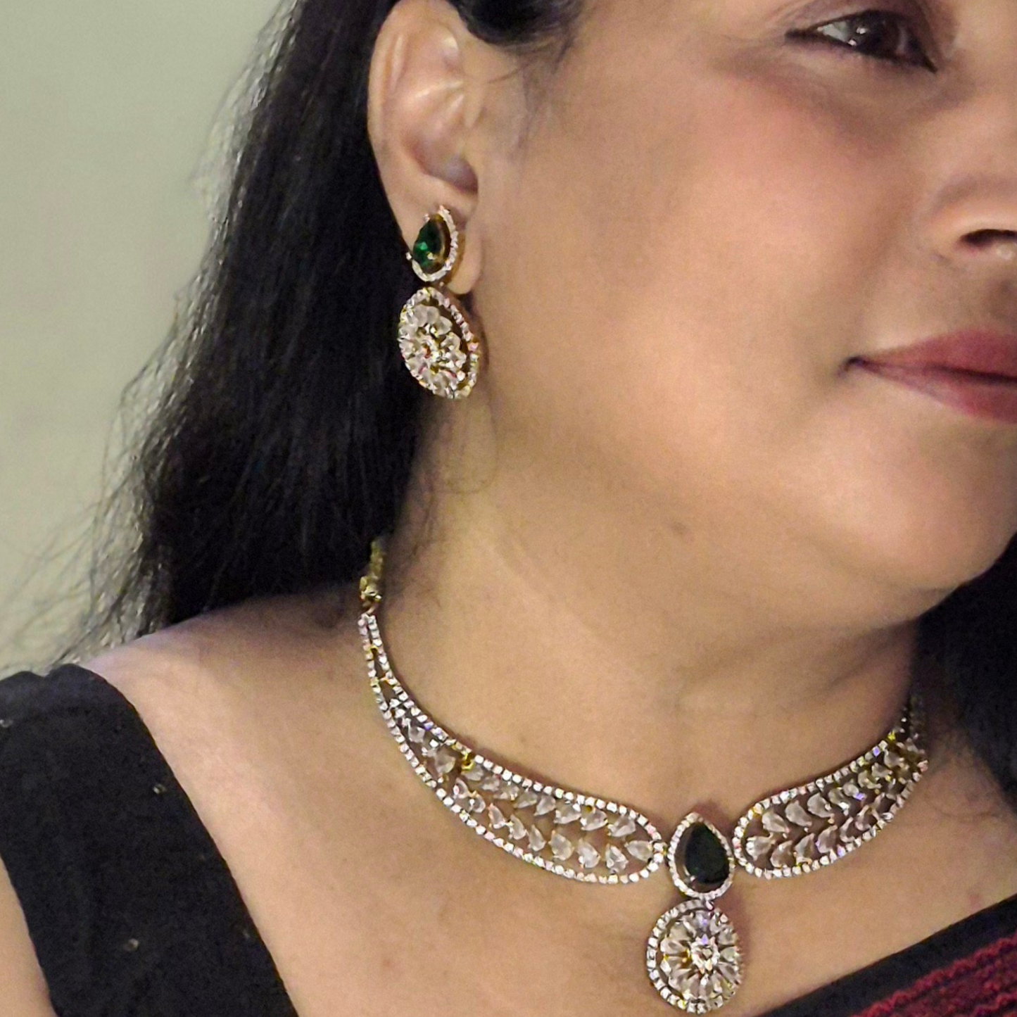 CZ Necklace set - Green