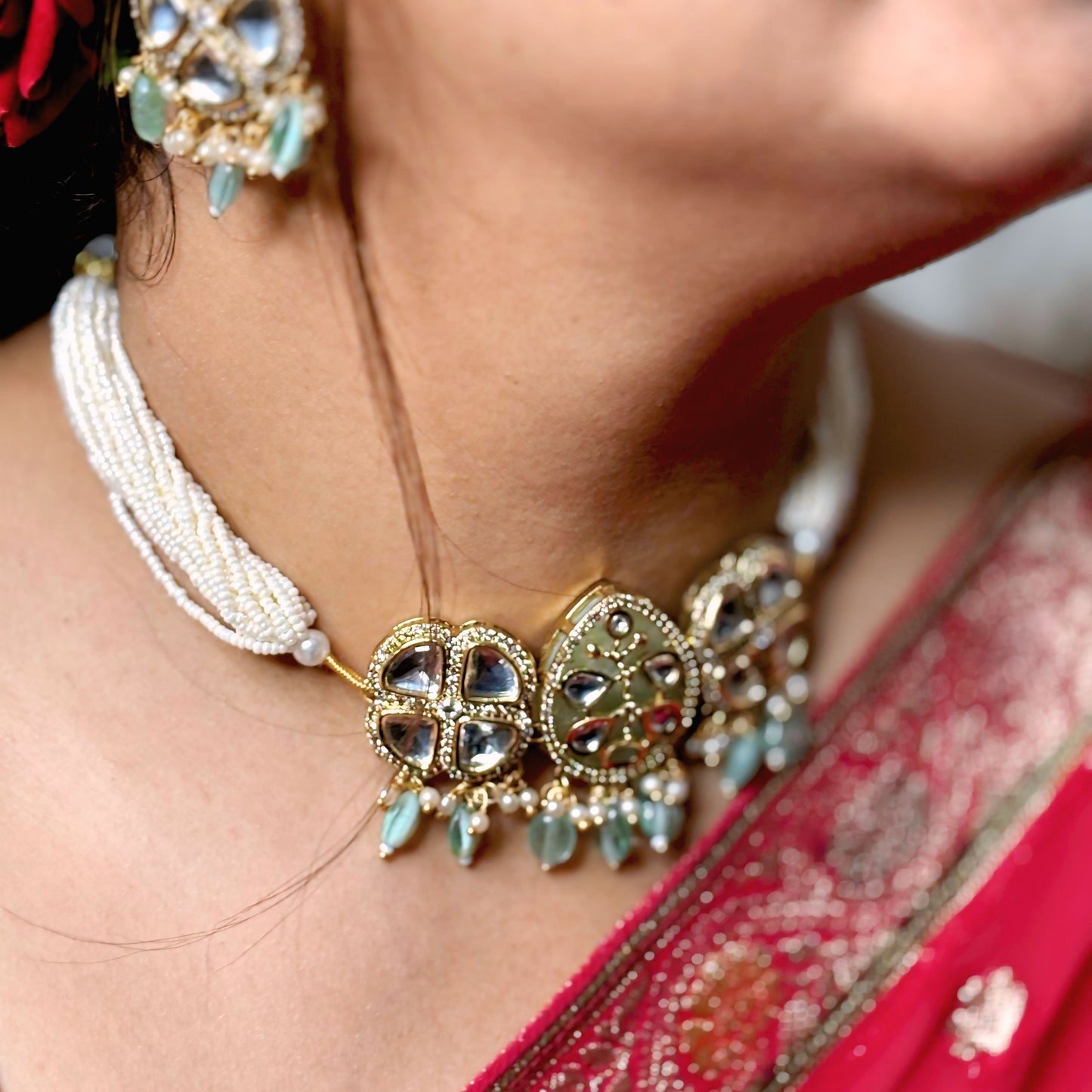 Pearl Choker with Earrings